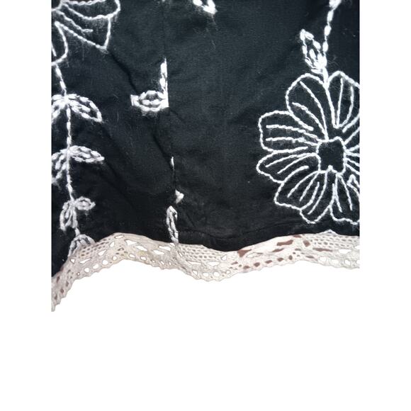 White House Black Market Black Cotton embroidered strapless Dress Sz0 - Picture 4 of 5